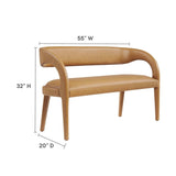 55 Inch Sophisticated Vegan Leather Accent Bench in Tan - Benches available at Alpine Outlets in Denver