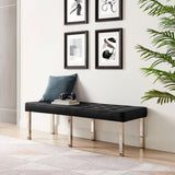 55 Inch Tufted Vegan Leather Bench with Tubular Stainless Steel Legs - Benches available at Alpine Outlets in Denver