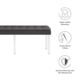 55 Inch Tufted Vegan Leather Bench with Tubular Stainless Steel Legs - Benches available at Alpine Outlets in Denver