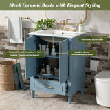 Bathroom Vanity With Ornate French Cylinder Legs, Soft Close Drawer
