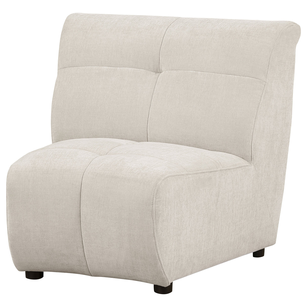 Charlotte Upholstered Curved Armless Chair in Ivory