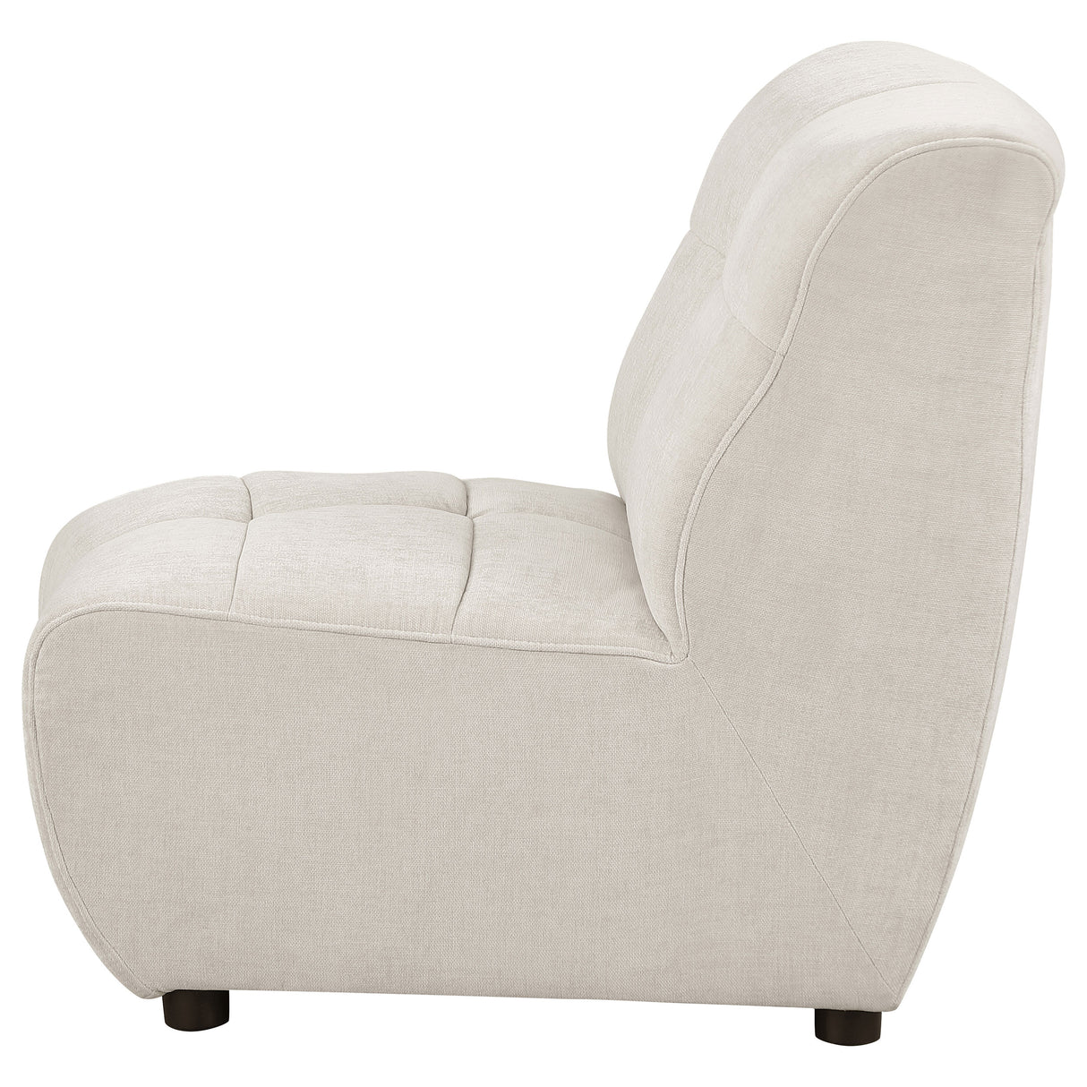 Charlotte Upholstered Curved Armless Chair in Ivory