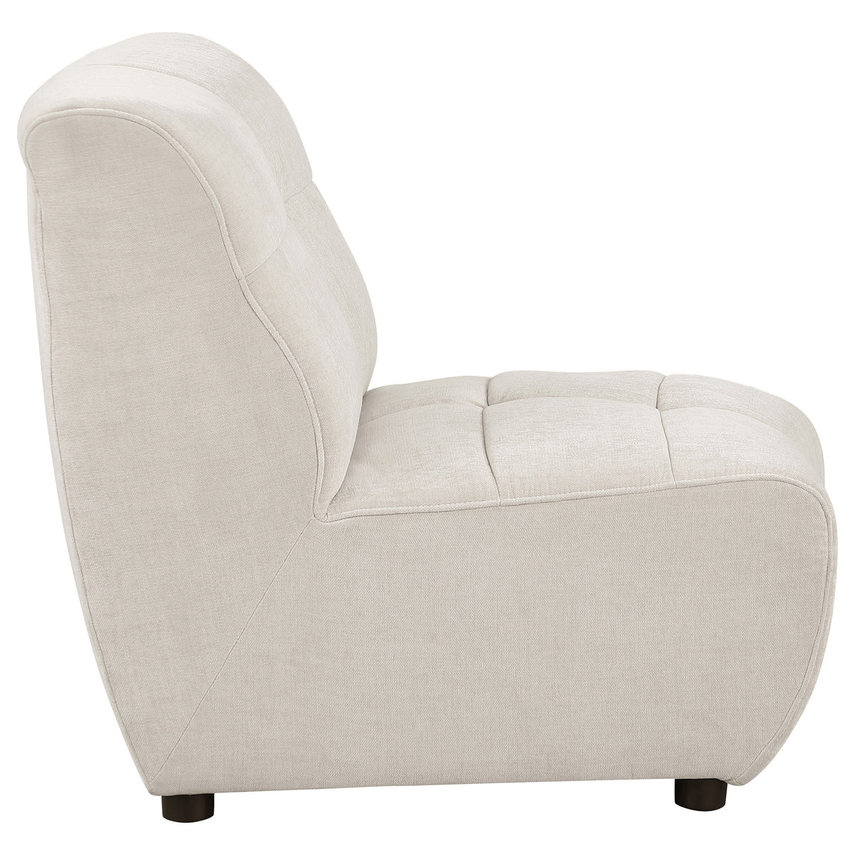 Charlotte Upholstered Curved Armless Chair in Ivory
