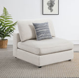 Serene Upholstered Armless Chair, Beige