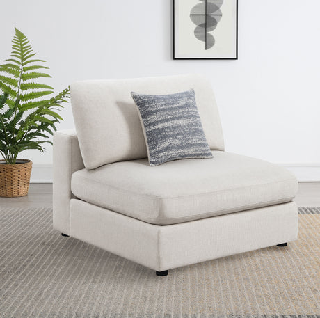 Serene Upholstered Armless Chair, Beige