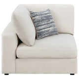 Serene Upholstered Corner Chair in Beige Linen-Blend