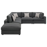 Serene 6-Piece Upholstered Modular Sectional Sofa Charcoal