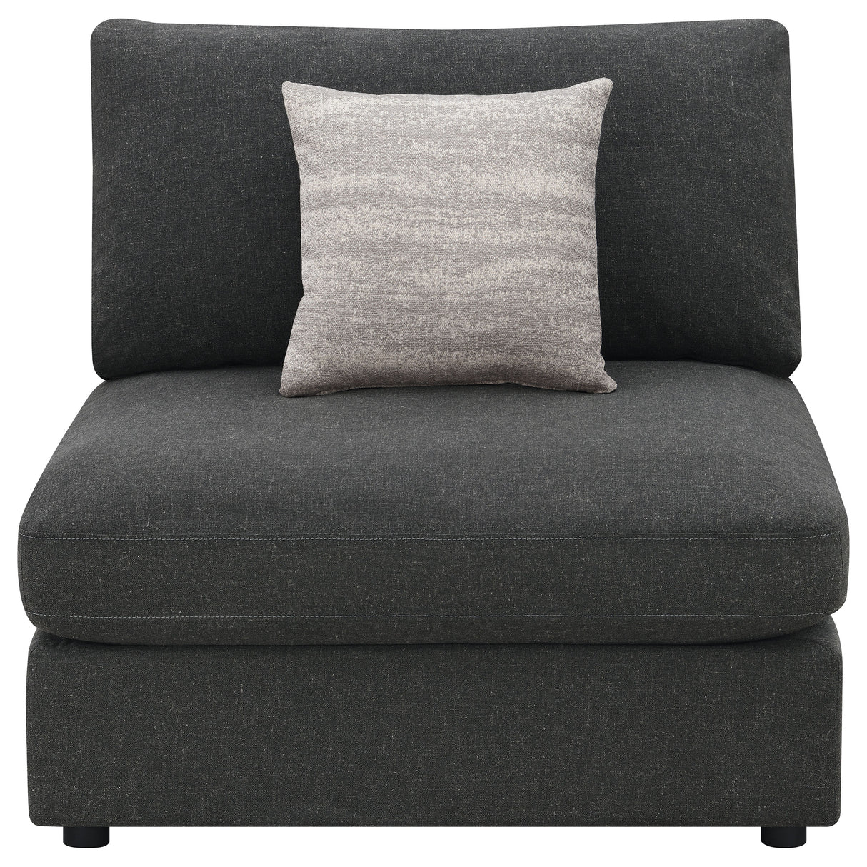 Serene Upholstered Armless Chair in Charcoal