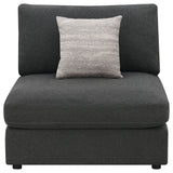 Serene Upholstered Armless Chair in Charcoal