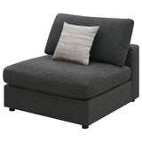 Serene Upholstered Armless Chair in Charcoal
