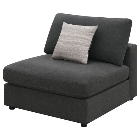 Serene Upholstered Armless Chair in Charcoal