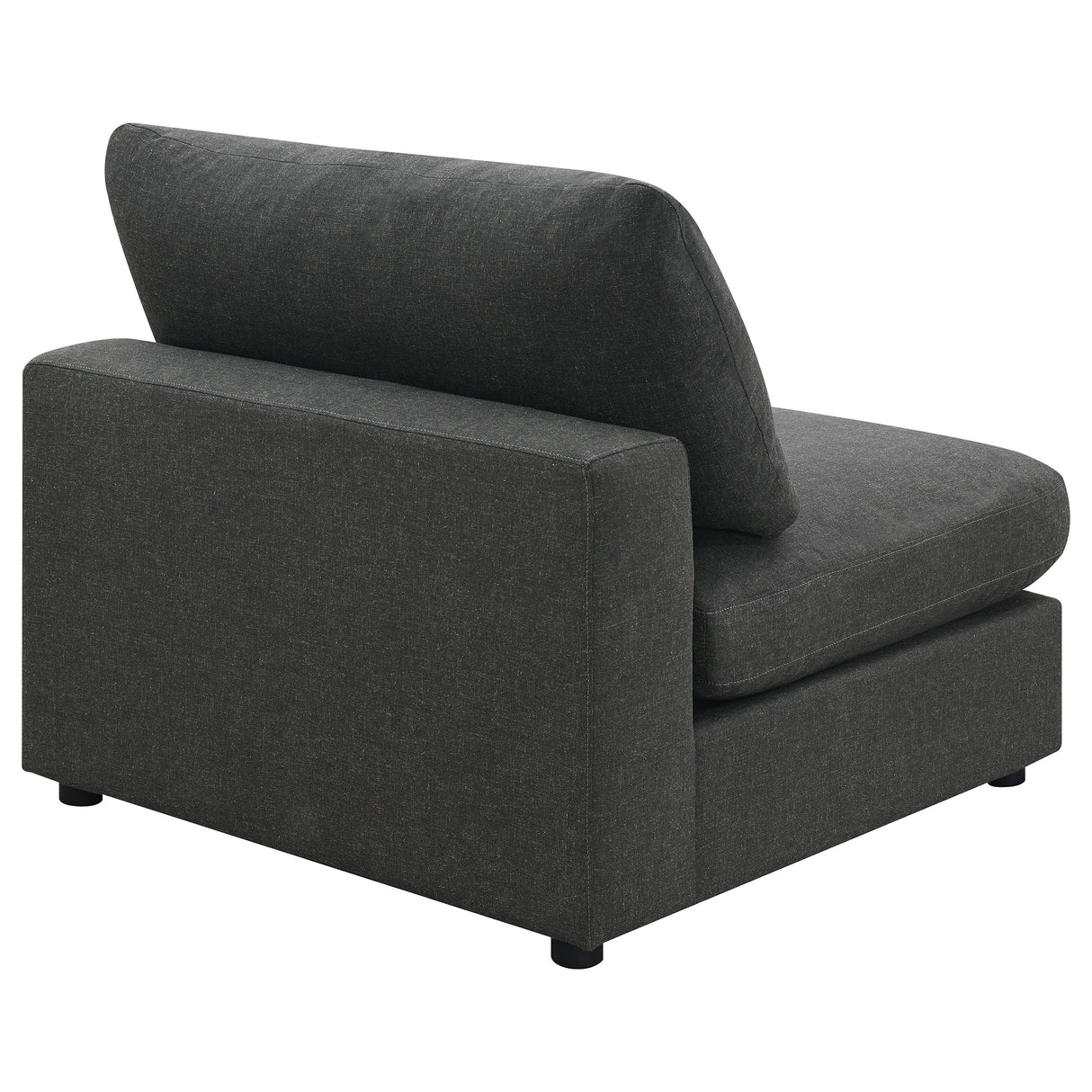 Serene Upholstered Armless Chair in Charcoal
