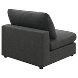 Serene Upholstered Armless Chair in Charcoal