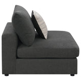 Serene Upholstered Armless Chair in Charcoal
