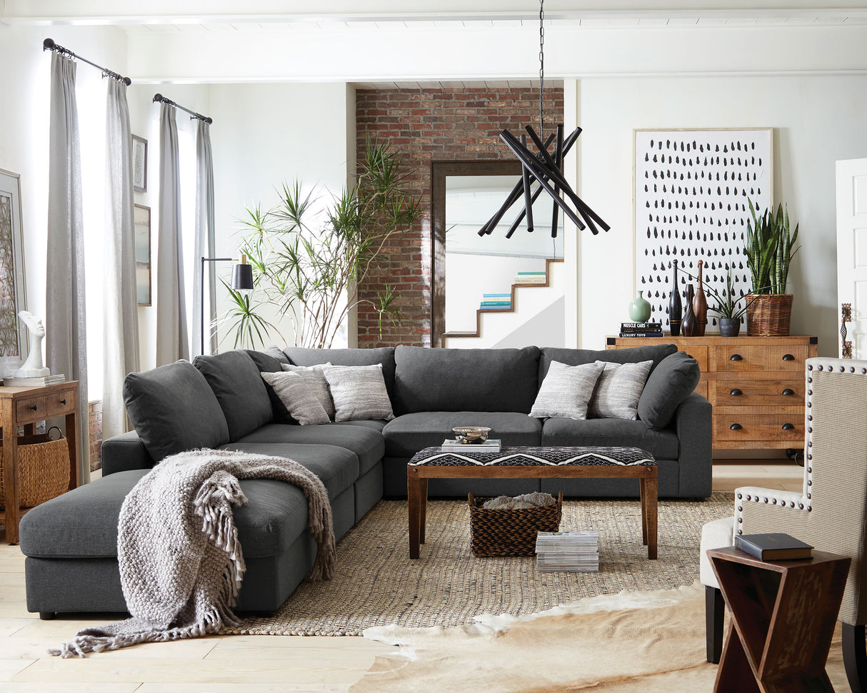 Serene Upholstered Armless Chair in Charcoal