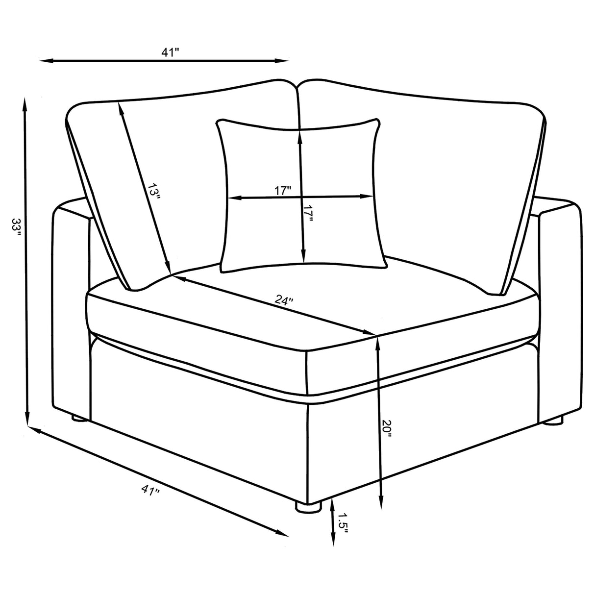 Serene Upholstered Corner Chair - Charcoal