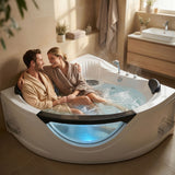 Xavier - Double Corner Massage Bathtub - Milk White