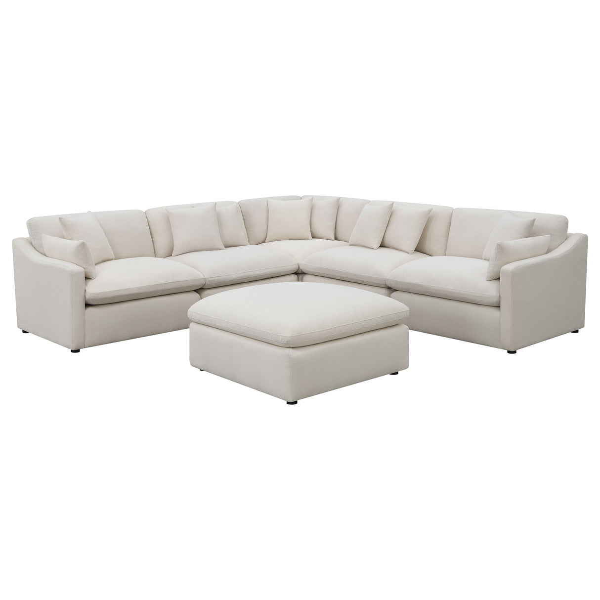 Hobson 6-Piece Upholstered Modular Sectional Sofa in Ivory
