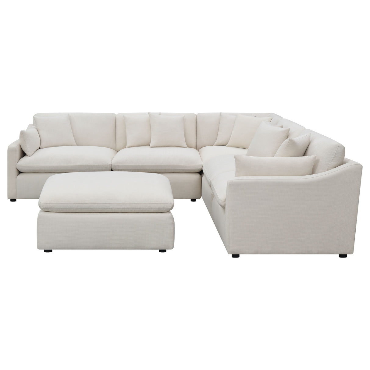 Hobson 6-Piece Upholstered Modular Sectional Sofa in Ivory