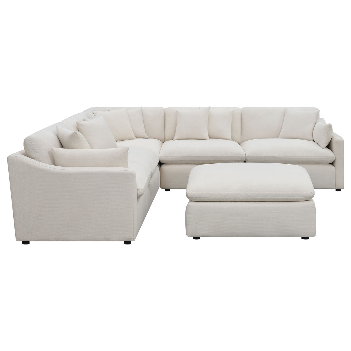 Hobson 6-Piece Upholstered Modular Sectional Sofa in Ivory