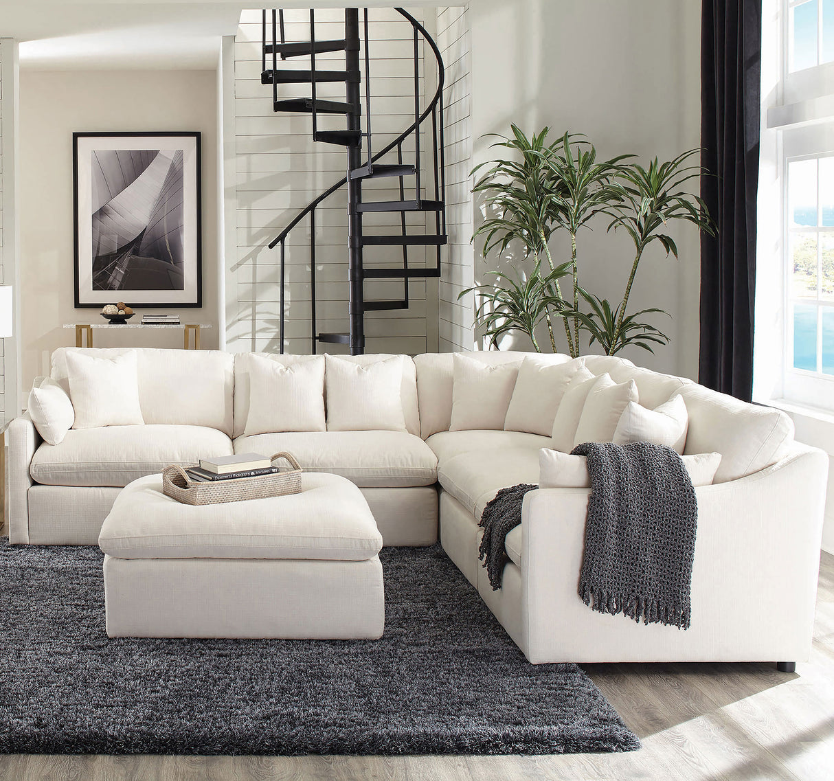 Hobson Upholstered Corner Chair in Ivory