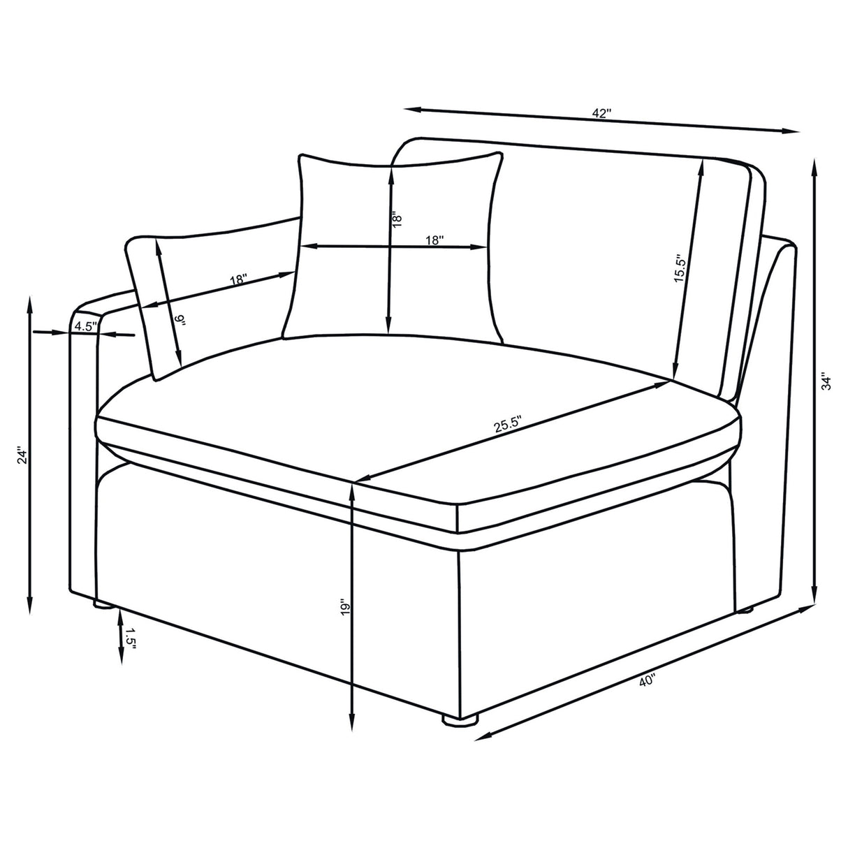 Hobson Upholstered LAF Chair in Ivory