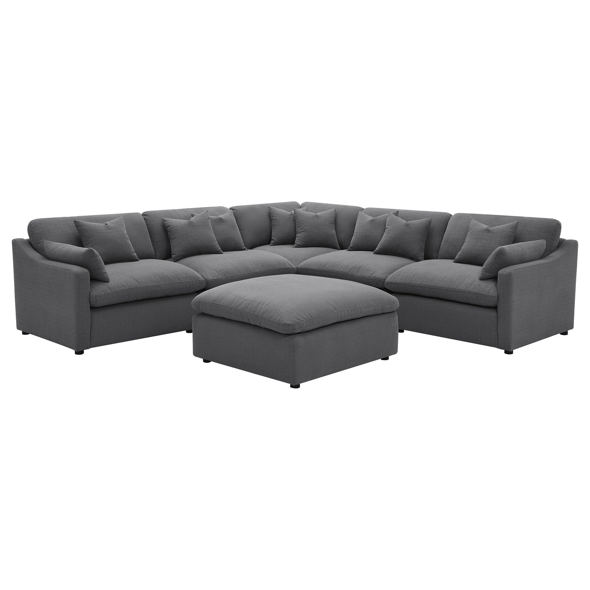 Hobson 6-Piece Upholstered Modular Sectional Sofa Charcoal