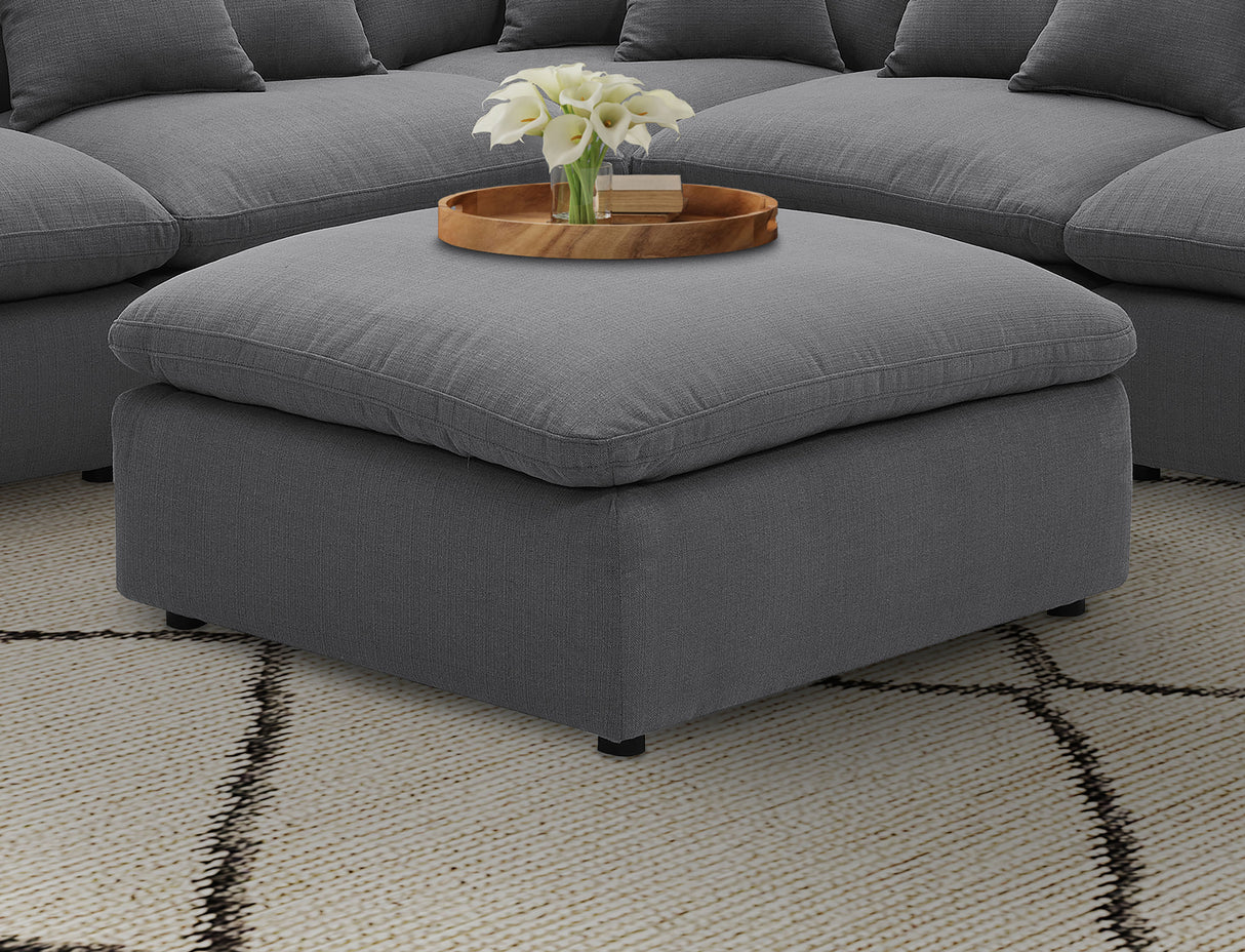 Hobson Square Upholstered Ottoman in Charcoal