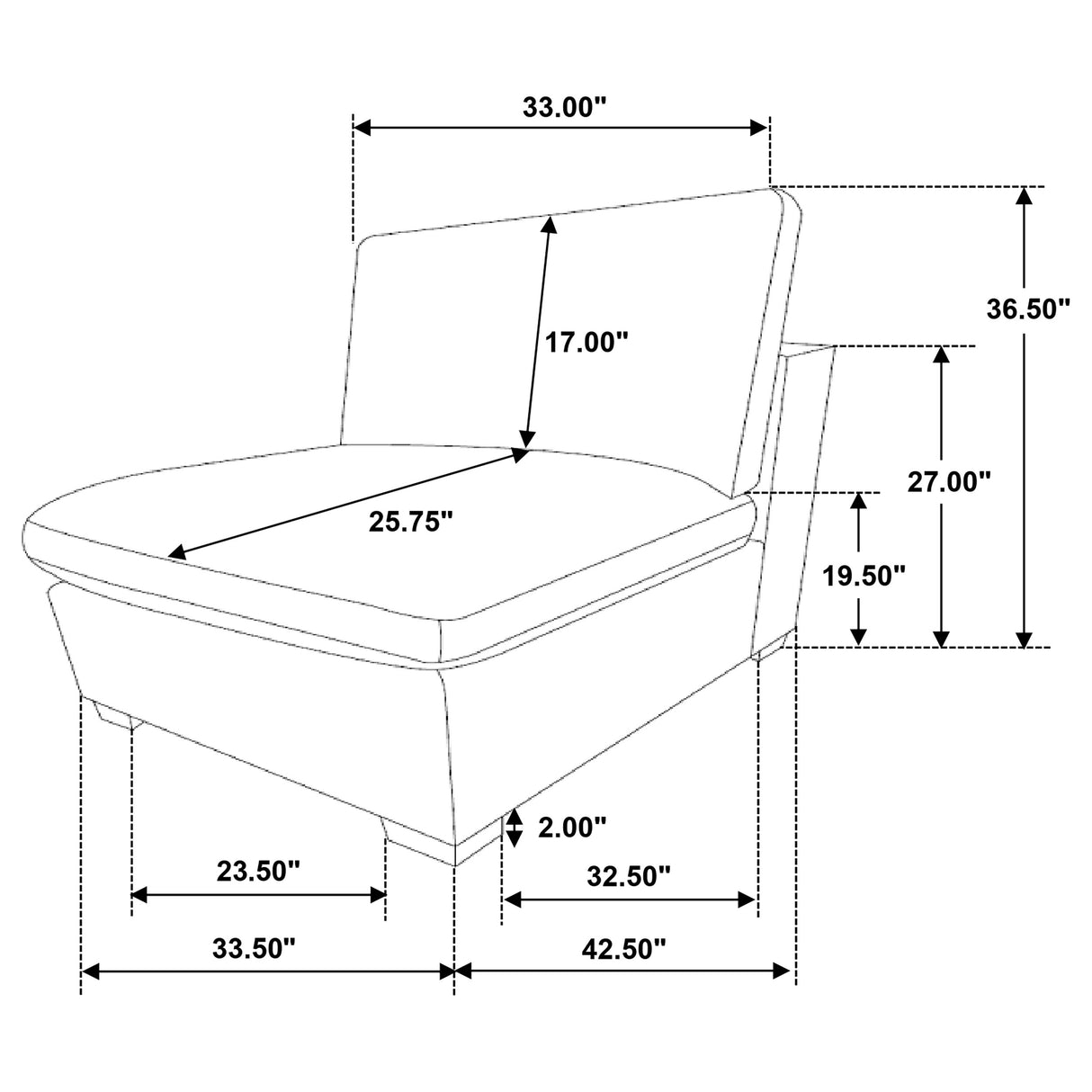 Lakeview Upholstered Armless Chair in Ivory