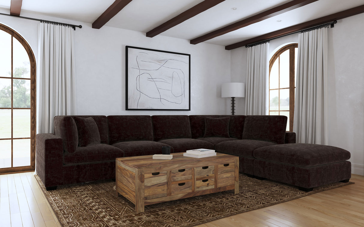 Lakeview 6-Piece Upholstered Modular Sectional in Chocolate