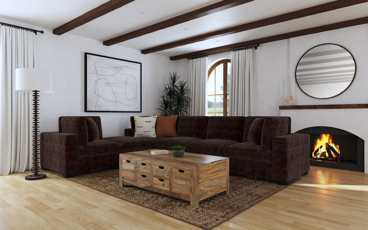 Lakeview 6-Piece Upholstered Modular Sectional in Chocolate