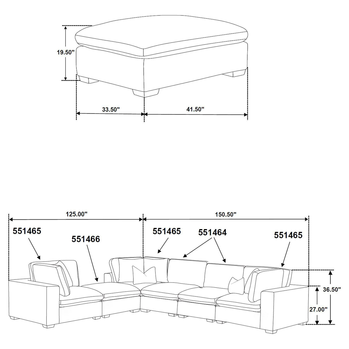 Lakeview 6-Piece Upholstered Modular Sectional in Chocolate