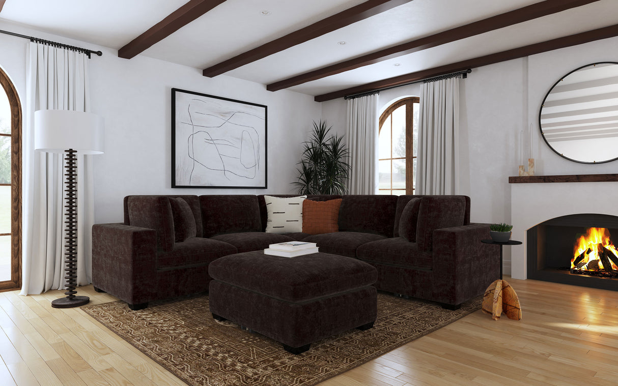 Lakeview Rectangular Upholstered Ottoman Dark Chocolate