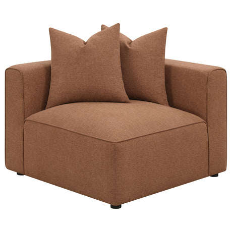 Jennifer Upholstered Corner Chair in Terracotta