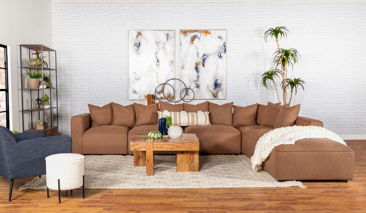 Jennifer Upholstered Corner Chair in Terracotta