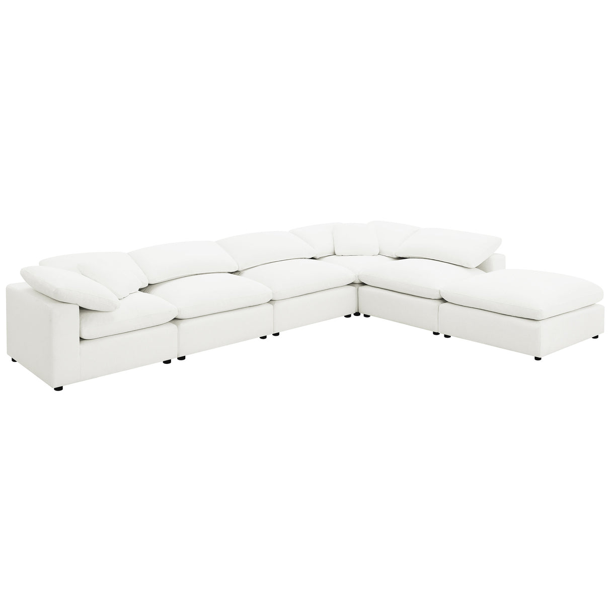 Raleigh 6-Piece Boucle Upholstered Modular Sectional in Ivory