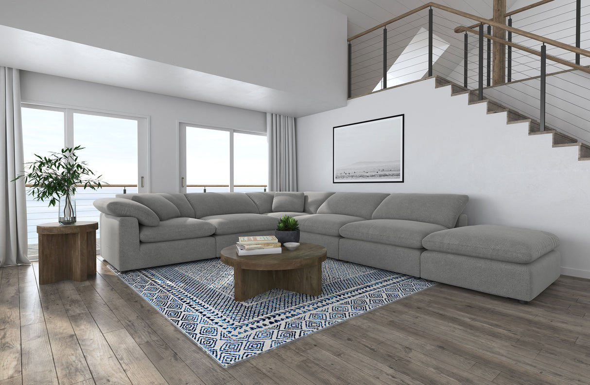 Raleigh 6-Piece Boucle Modular Sectional - Grey