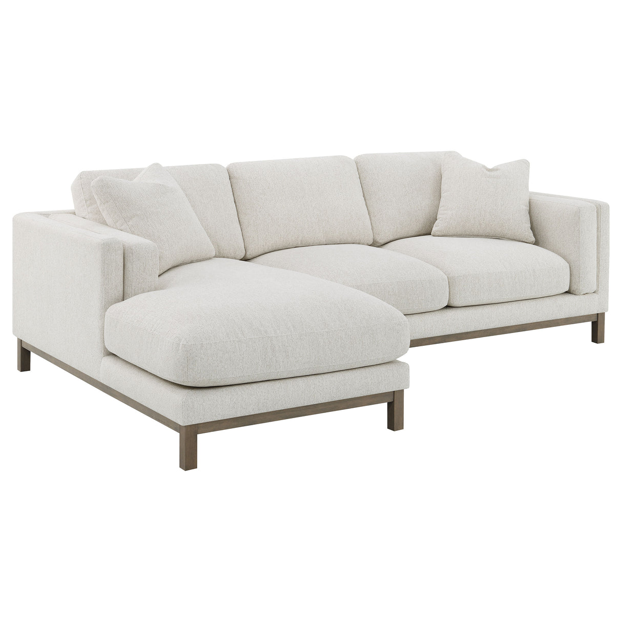 Geneva Boucle Upholstered Sectional Chaise Sofa - Sand