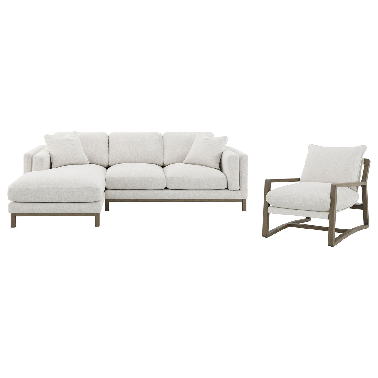 Geneva Boucle Upholstered Sectional Chaise Sofa - Sand