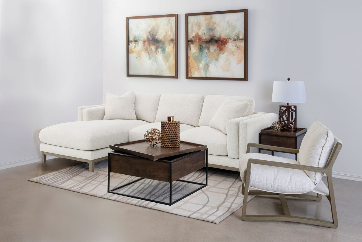 Geneva Boucle Upholstered Sectional Chaise Sofa - Sand
