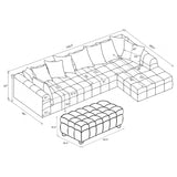 Amara 4-Piece Upholstered Sectional Sofa in Ivory