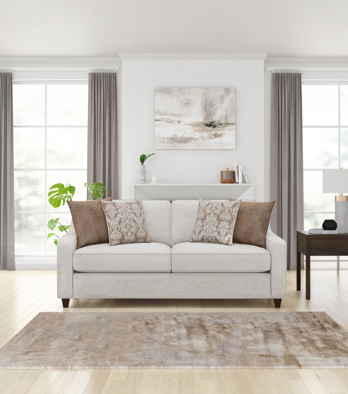 Christine Upholstered Sloped Arm Sofa in Beige