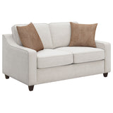 Christine Upholstered Sloped Arm Loveseat in Beige