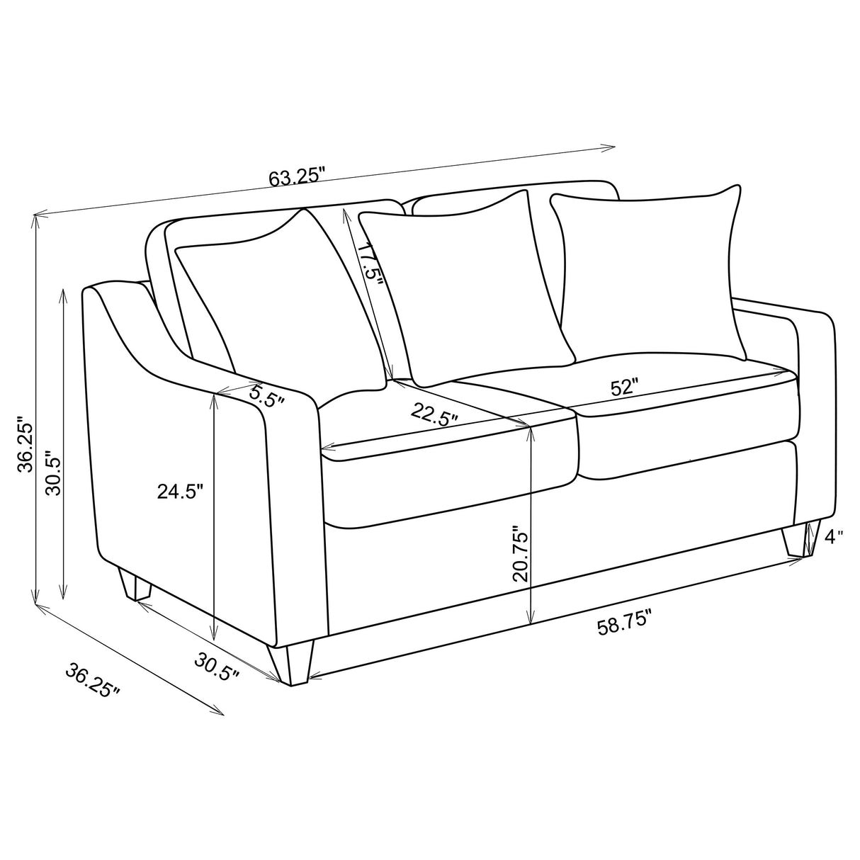 Christine Upholstered Sloped Arm Loveseat in Beige