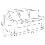 Christine Upholstered Sloped Arm Loveseat in Beige