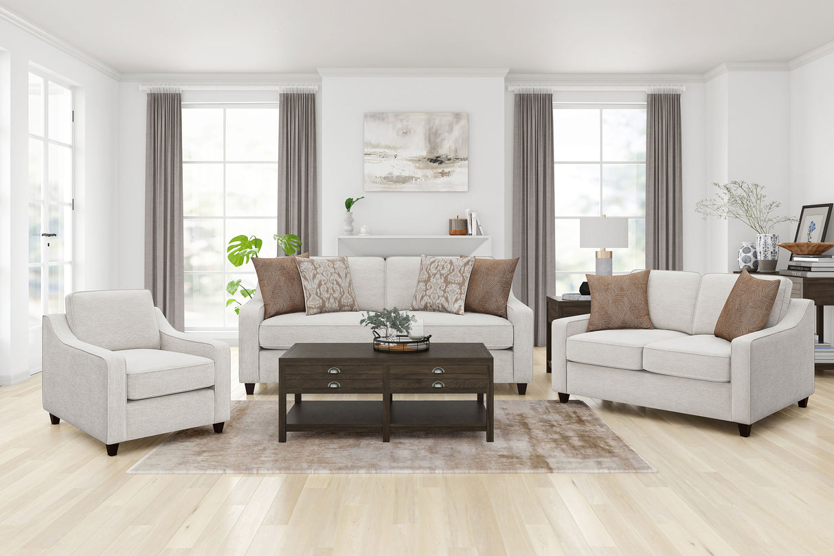 Christine Upholstered Sloped Arm Loveseat in Beige