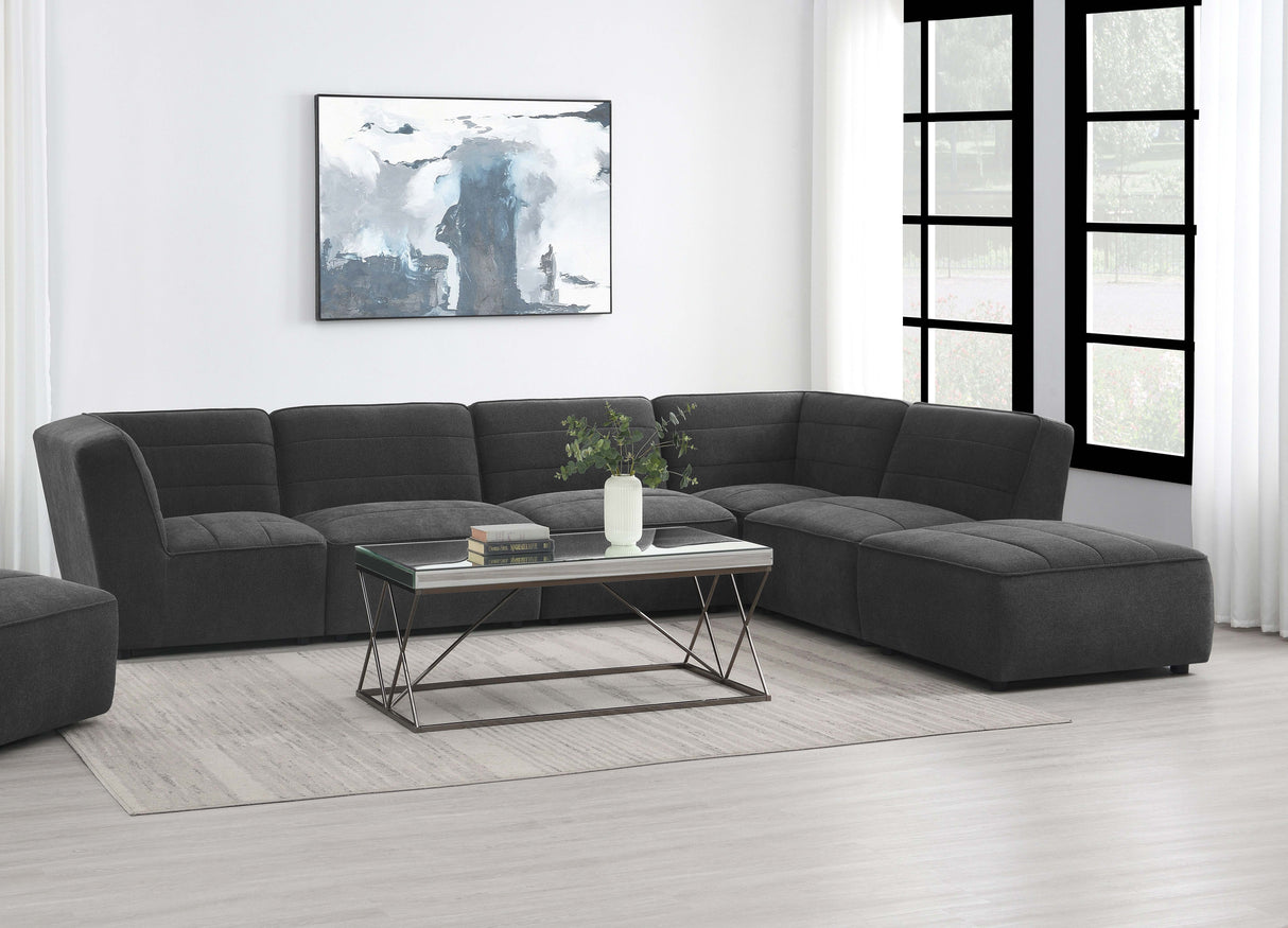 Sunny 6-Piece Modular Sectional Sofa, Dark Charcoal