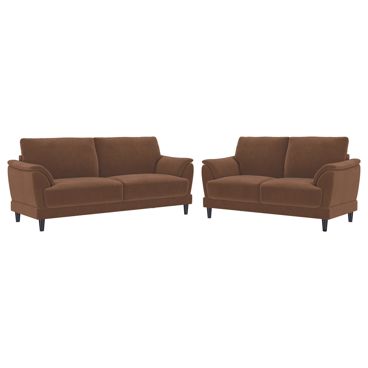 Selma 2-Piece Rust Velvet Crescent Arm Sofa Set
