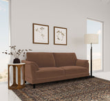 Selma Velvet Upholstered Crescent Arm Sofa - Rust