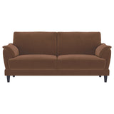 Selma Velvet Upholstered Crescent Arm Sofa - Rust